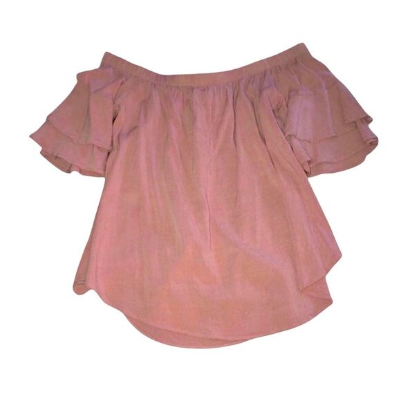 Moa Moa Light Pink Off-The-Shoulder Ruffle Top - Picture 1 of 4